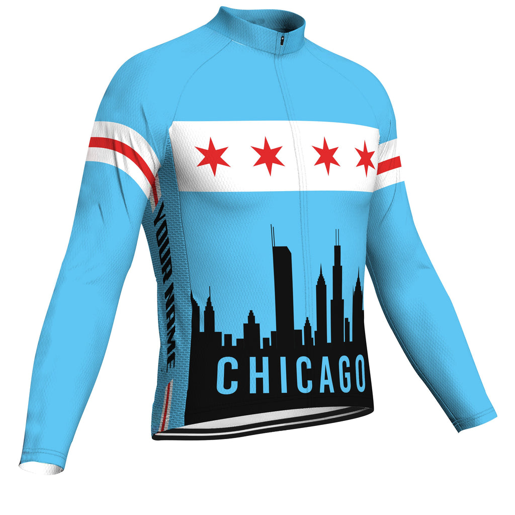 Customized Chicago Long Sleeve Cycling Jersey for Men D02180320_08 / M