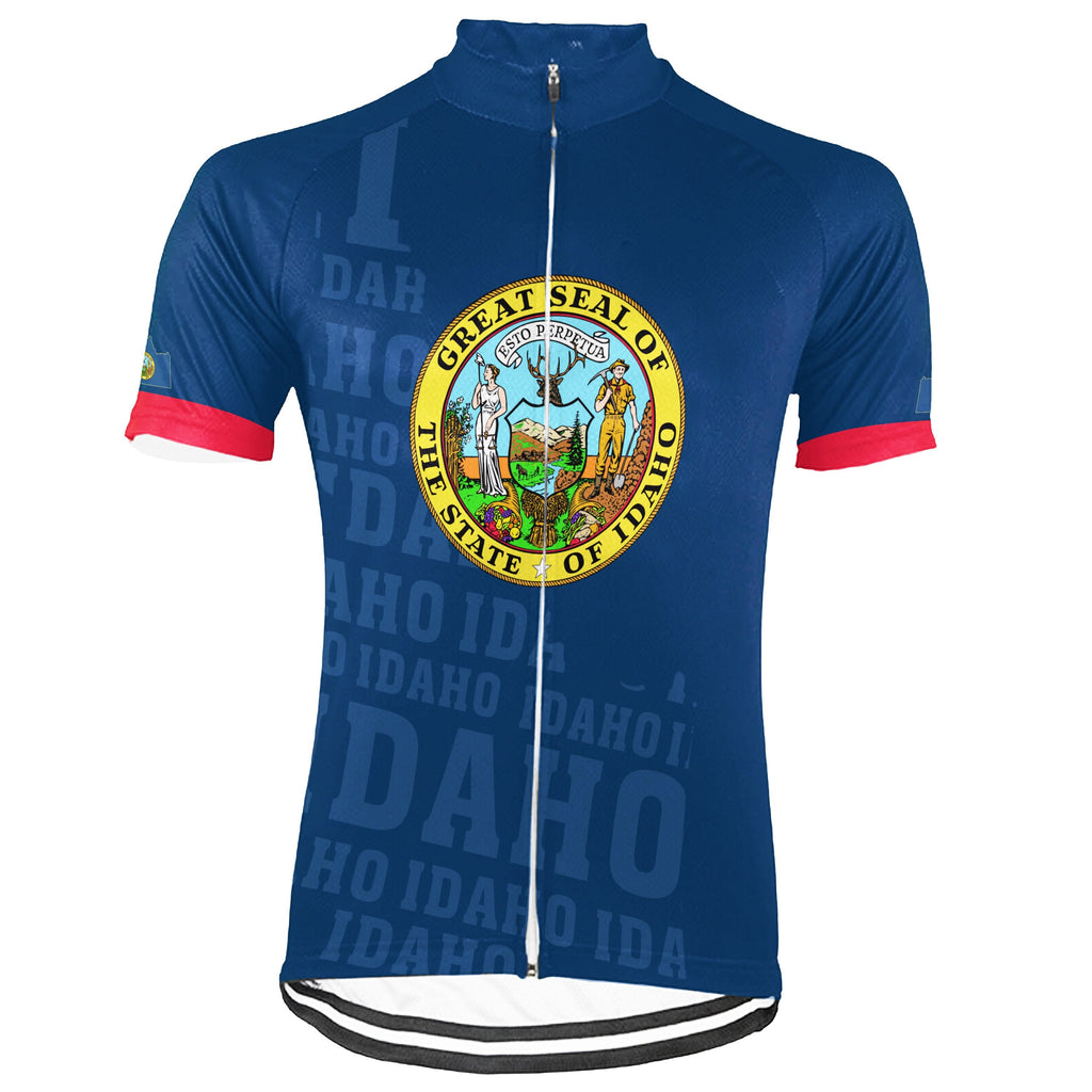 Customized Idaho Winter Thermal Fleece Short Sleeve Cycling Jersey for Men