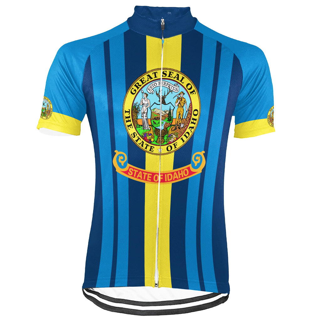 Customized Idaho Winter Thermal Fleece Short Sleeve Cycling Jersey for Men