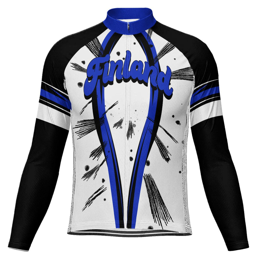 Customized Finland Winter Thermal Fleece Long Sleeve Cycling Jersey for Men