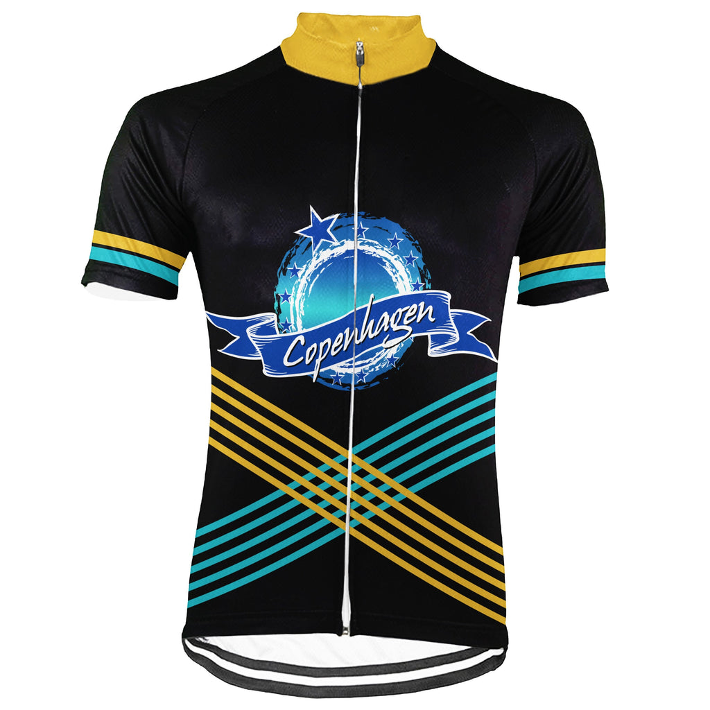 Customized Copenhagen Winter Thermal Fleece Short Sleeve Cycling Jersey for Men