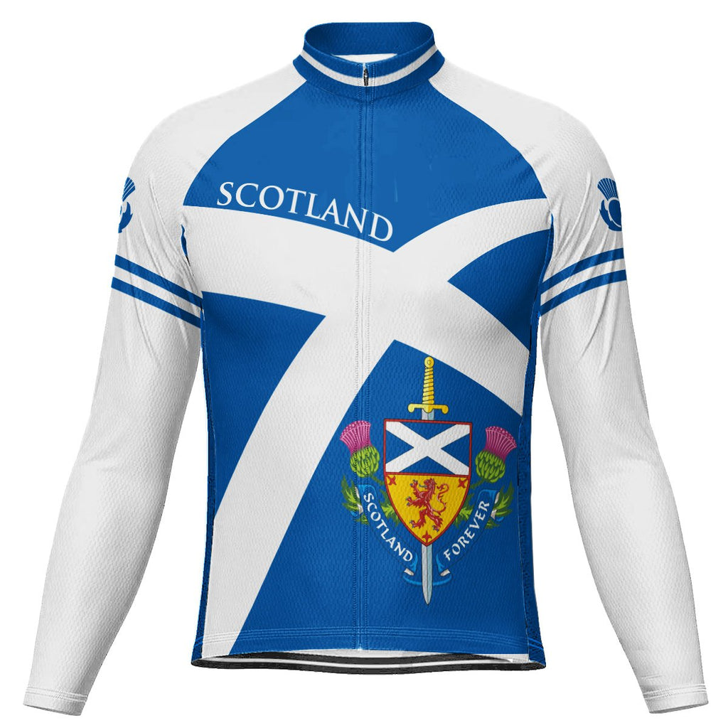 Customized Scotland Winter Thermal Fleece Long Sleeve Cycling Jersey for Men