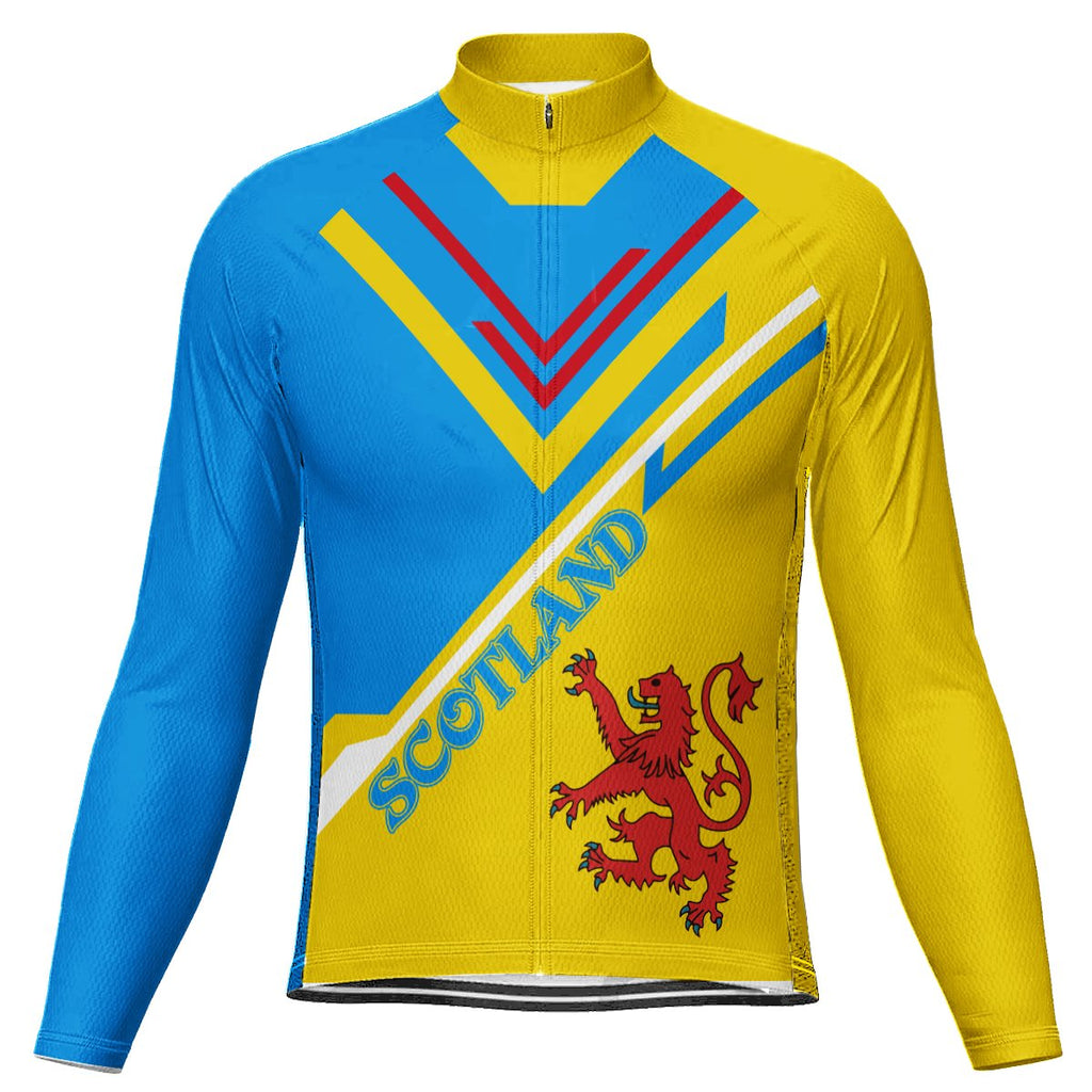 Customized Scotland Winter Thermal Fleece Long Sleeve Cycling Jersey for Men