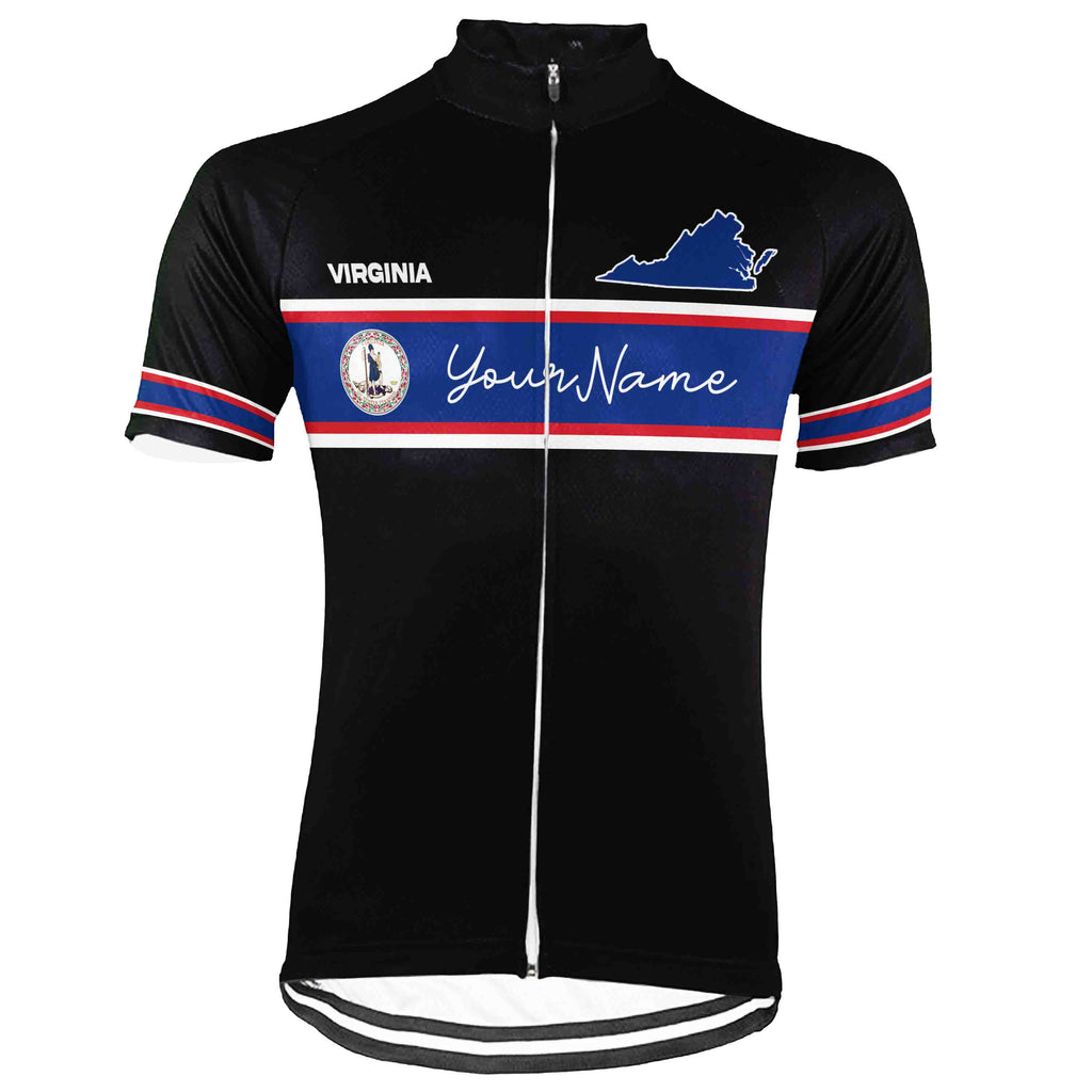 Customized Virginia Winter Thermal Fleece Short Sleeve Cycling Jersey for Men