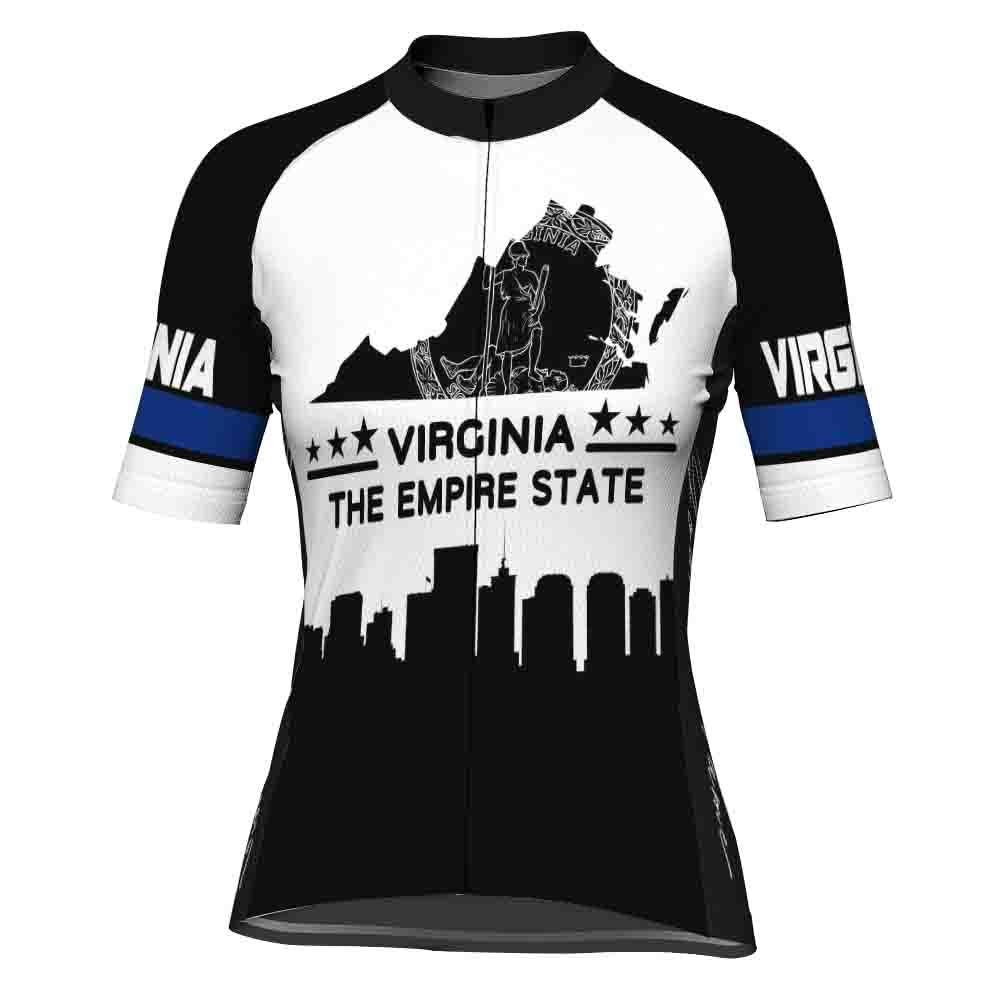 Customized Virginia Winter Thermal Fleece Short Sleeve Cycling Jersey for Women