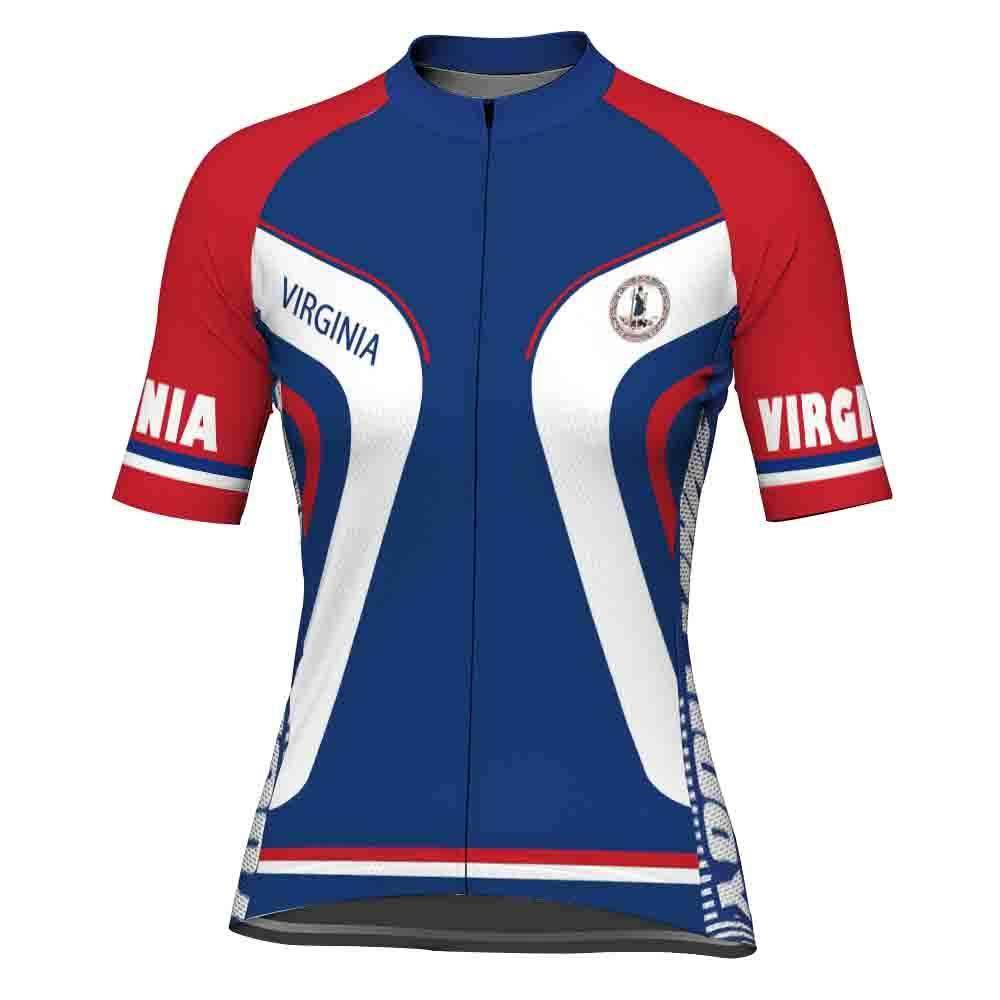 Customized Virginia Winter Thermal Fleece Short Sleeve Cycling Jersey for Women