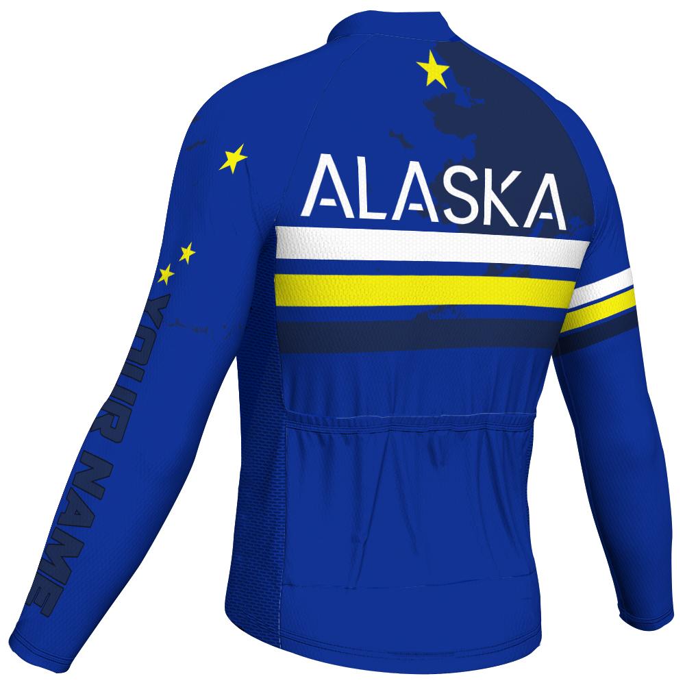 Customized Alaska Winter Thermal Fleece Long Sleeve Cycling Jersey for Men