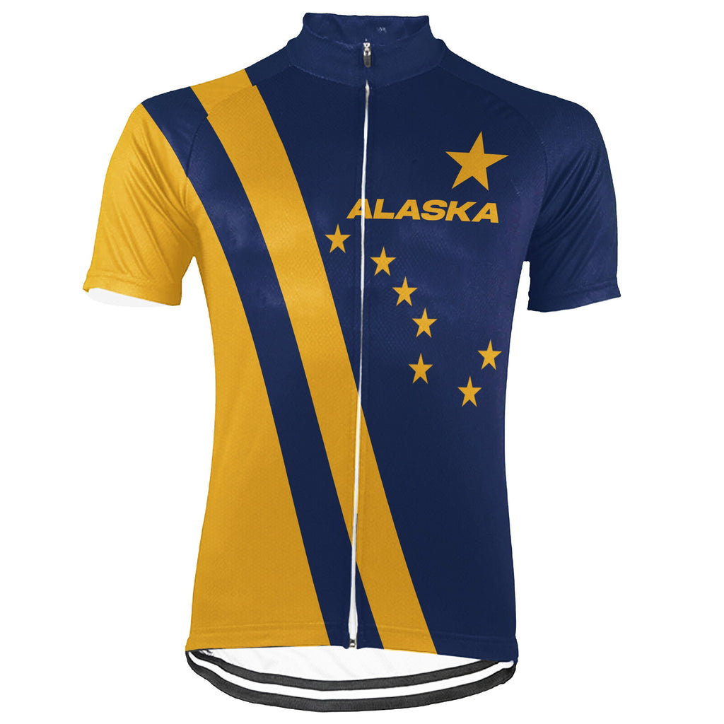 Customized Alaska Winter Thermal Fleece Short Sleeve Cycling Jersey for Men