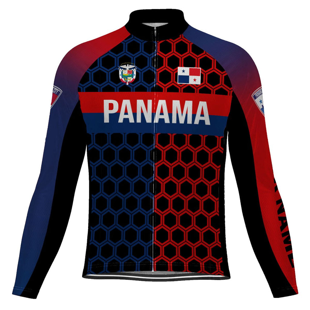 Customized Panama Winter Thermal Fleece Long Sleeve Cycling Jersey for Men