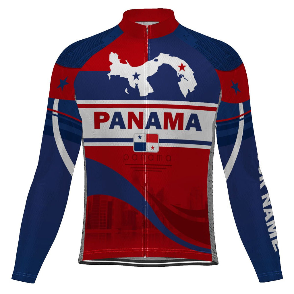 Customized Panama Winter Thermal Fleece Long Sleeve Cycling Jersey for Men