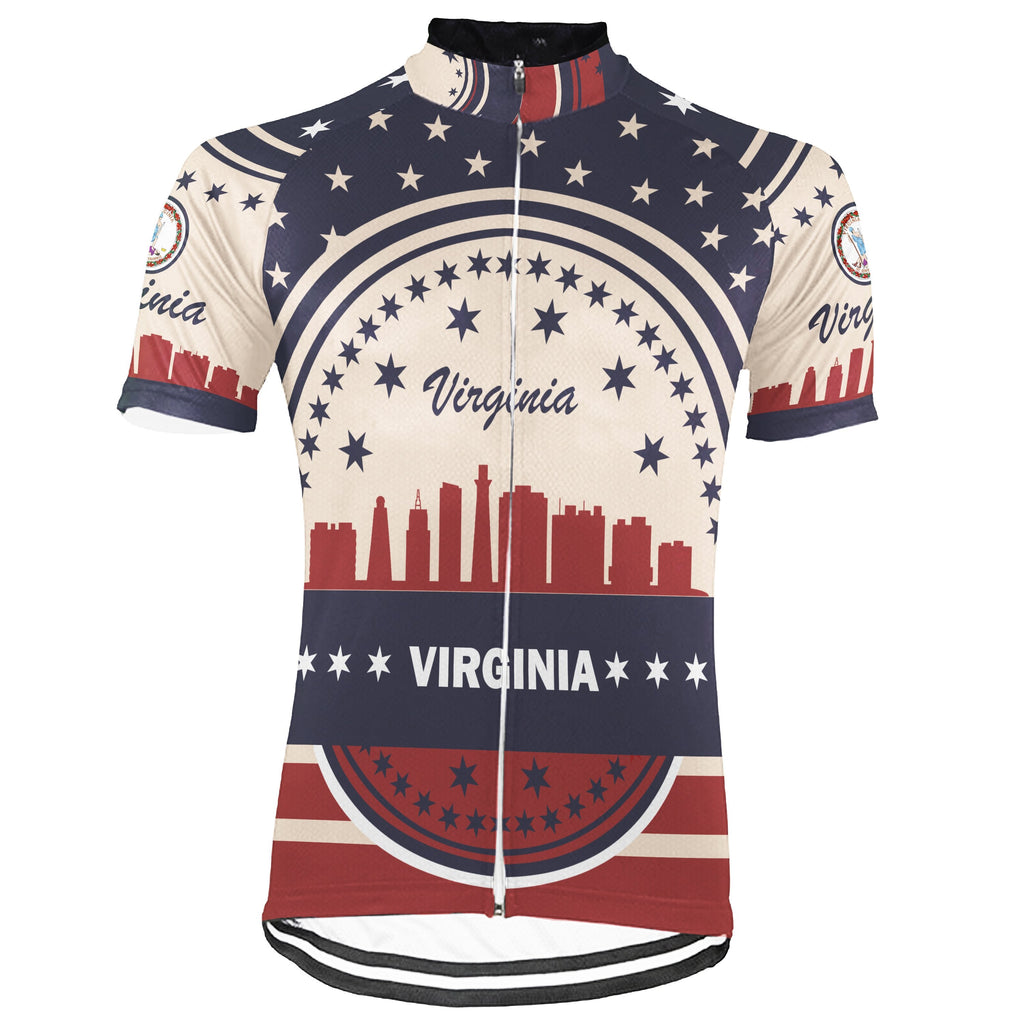 Customized Virginia Winter Thermal Fleece Short Sleeve Cycling Jersey for Men