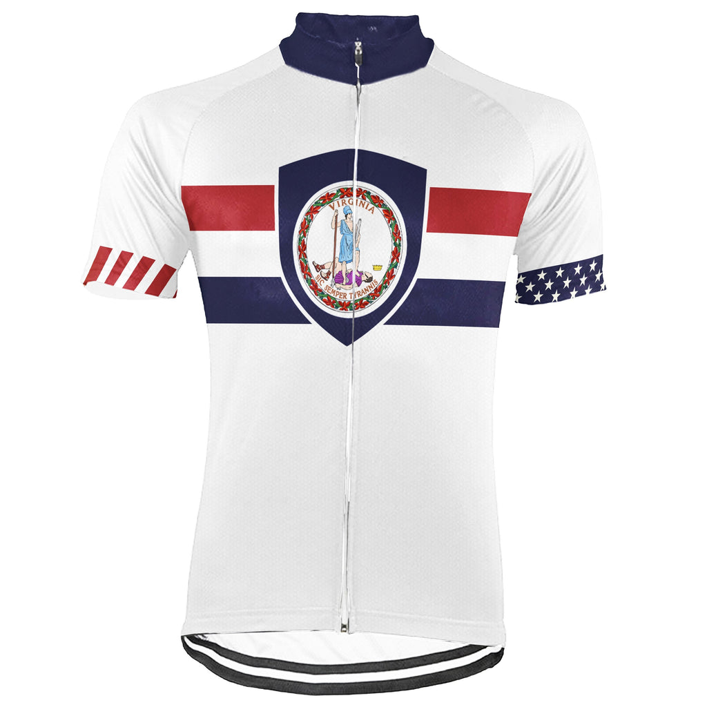 Customized Virginia Winter Thermal Fleece Short Sleeve Cycling Jersey for Men