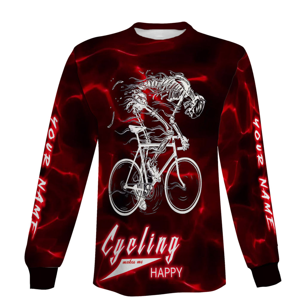 Cycling Makes Me Happy Biking Jersey Men's Pesonalized Short Sleeve, Long Sleeve, Hoodie And Zip Up Hoodie