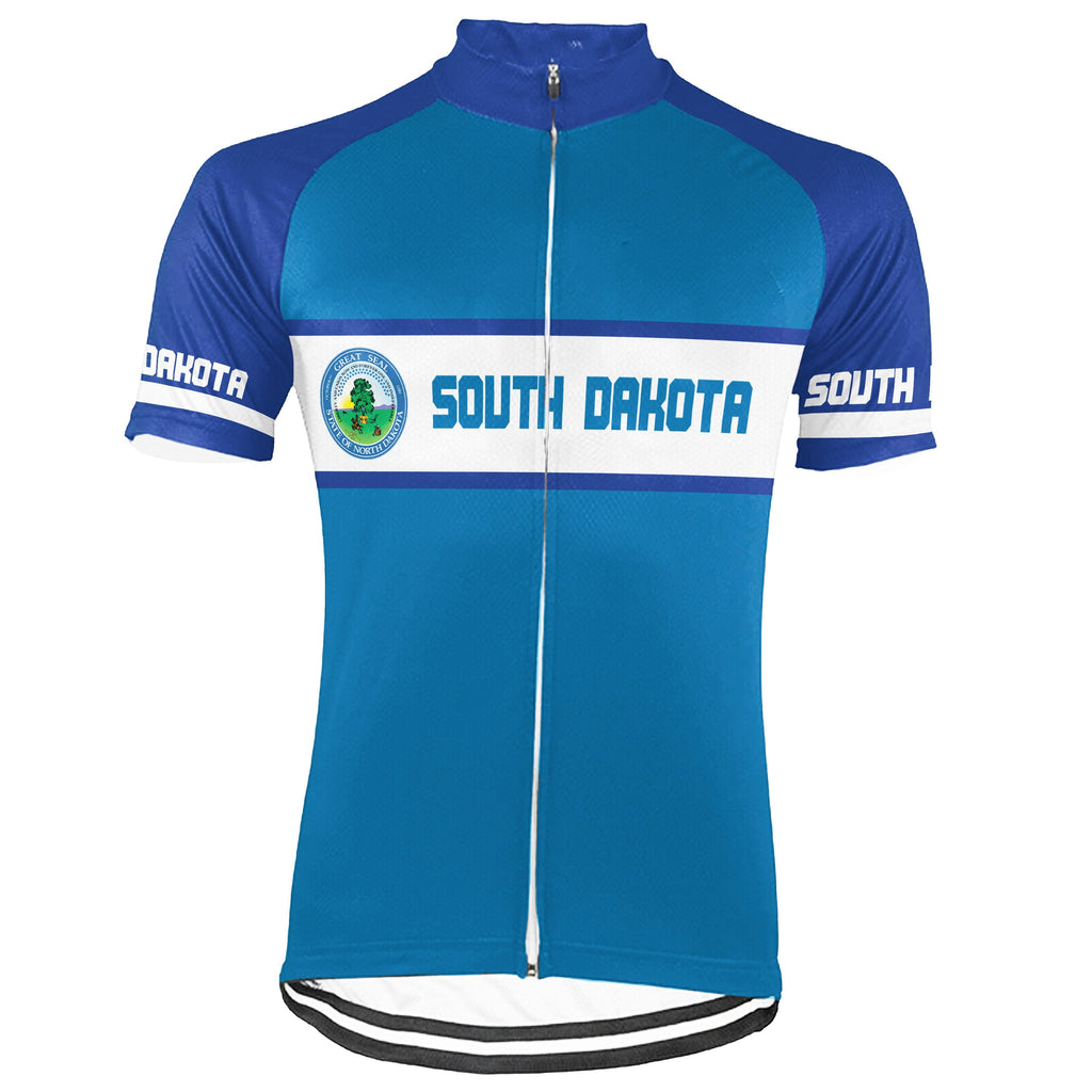 Customized South Dakota Winter Thermal Fleece Short Sleeve Cycling Jersey for Men