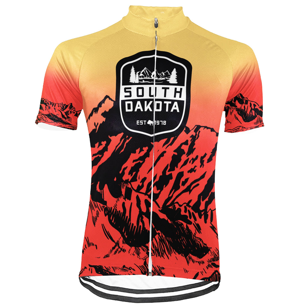 Customized South Dakota Winter Thermal Fleece Short Sleeve Cycling Jersey for Men