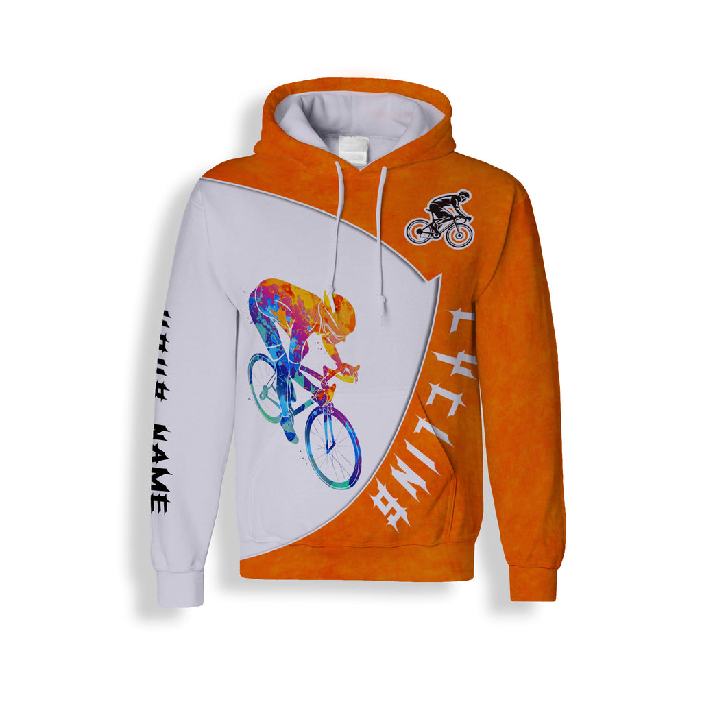 Orange Biking Jersey, Men's Personalized Long Sleeve, Short Sleeve, Hoodie, and Zip Up Hoodie-Meaningful Gift Ideas