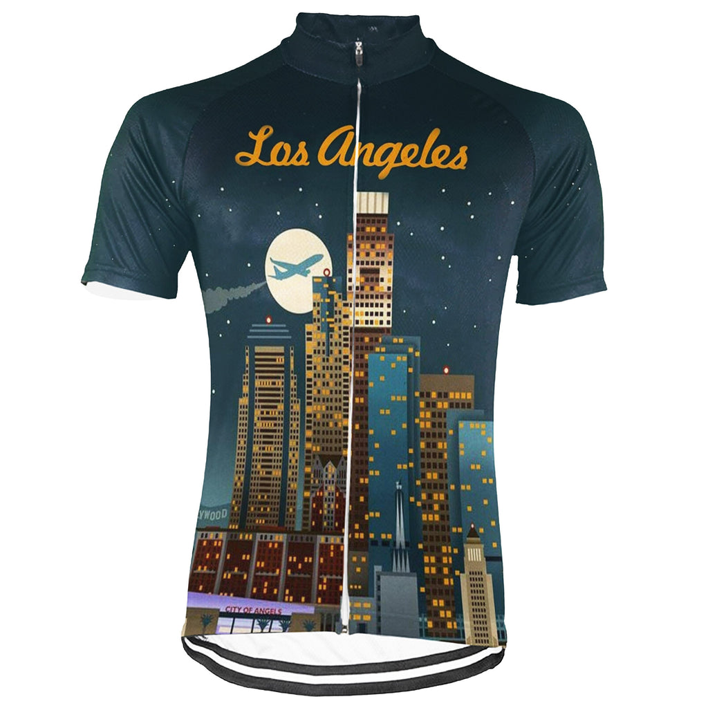 Customized Los Angeles Winter Thermal Fleece Short Sleeve Cycling Jersey for Men